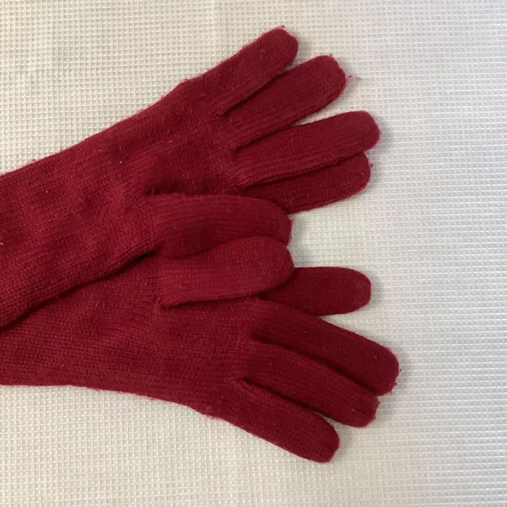 Vintage Ladies Berry Cable Knit Long Gloves MEDIUM